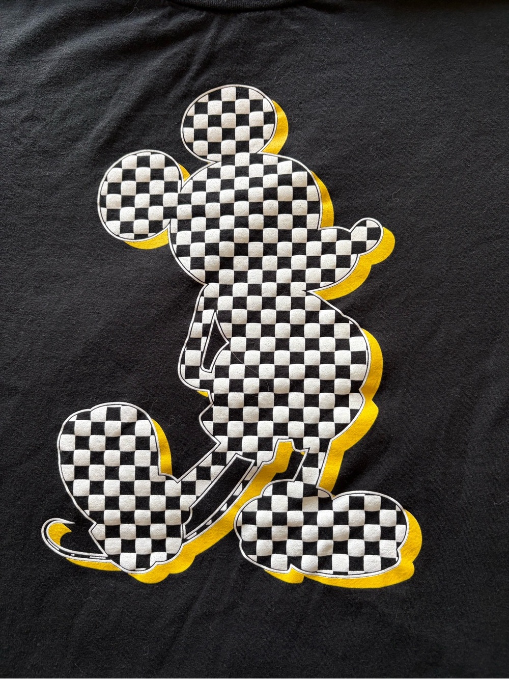 Disney Mickey Mouse Checkerboard Graphic Tee Shirt Black Size 2X Unisex - Picture 2 of 4